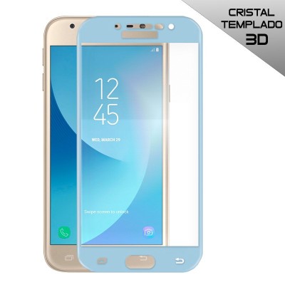 Protector Cristal Templado Samsung Galaxy J3 2017 Azul