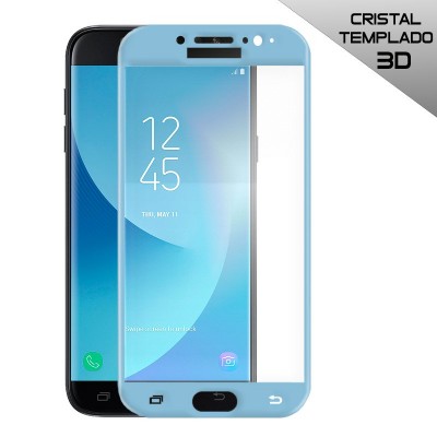 Protector Cristal Templado Samsung Galaxy J7 2017 Azul