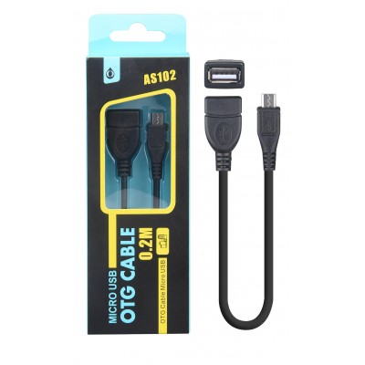 Cable OTG Micro USB 0.2M AS102 Negro