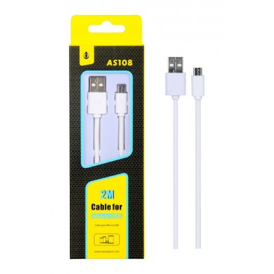 Cable datos microusb 2M Blanco